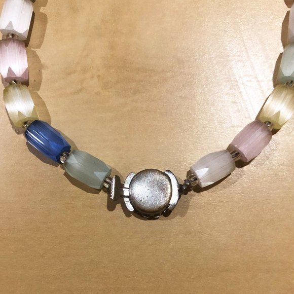 Vintage Art Deco Harlequin Glass Bead Multi Colour Pastel Necklace - Picture 6 of 7